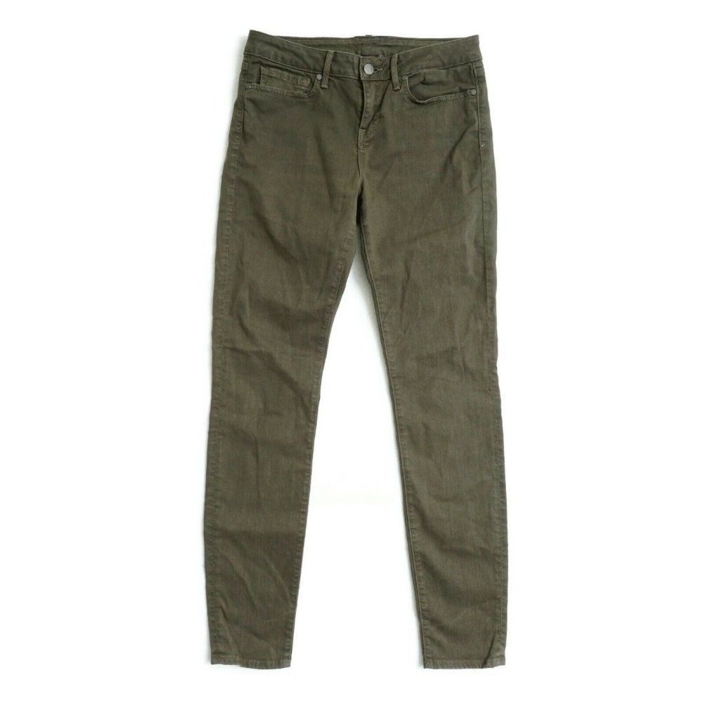 Vince Womens 5 Pocket Skinny Jeans Size 29 Olive Green Cotton Stretch Mid Rise